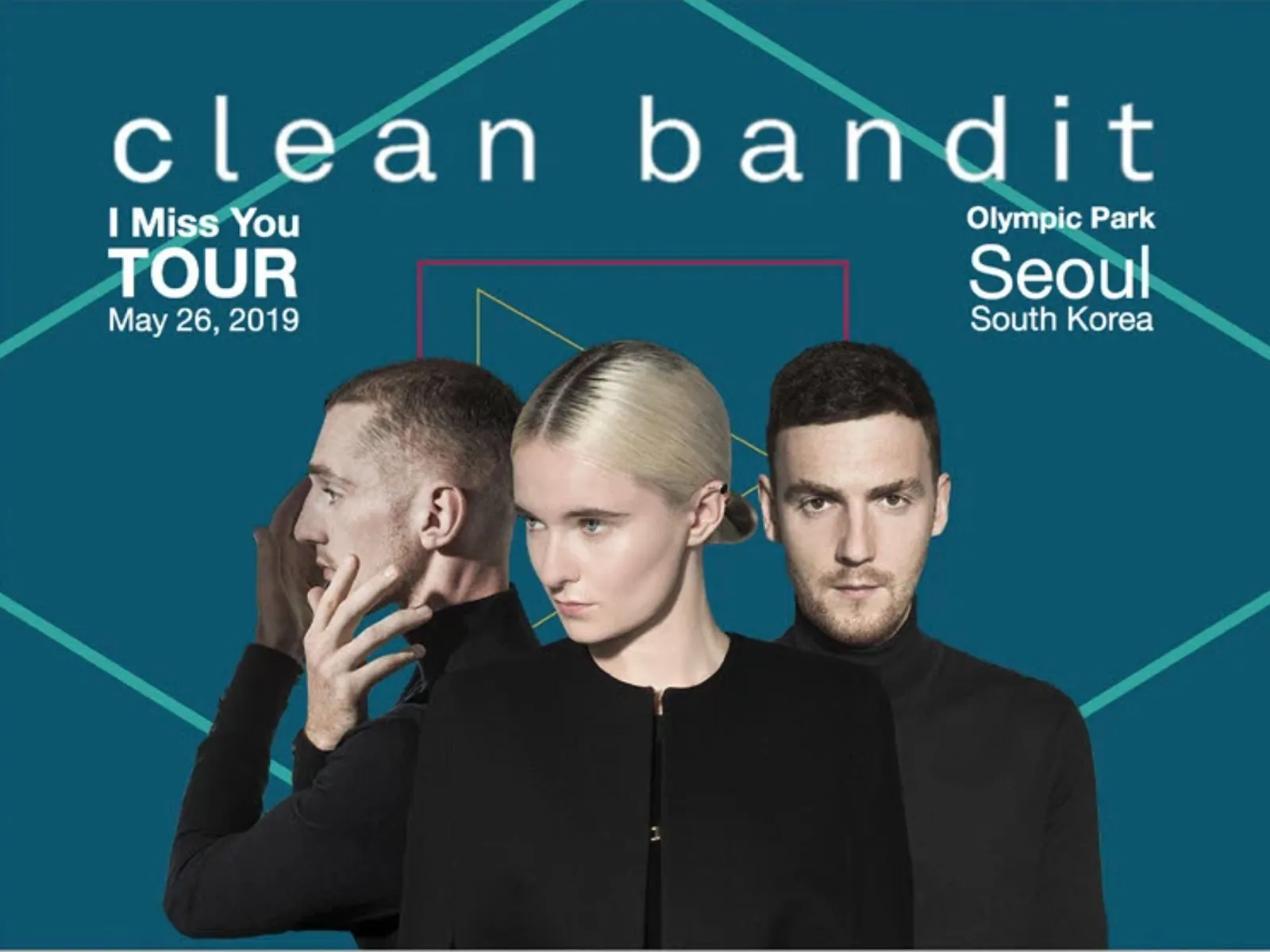 Clean Bandit tour opener, collage and geometric typography