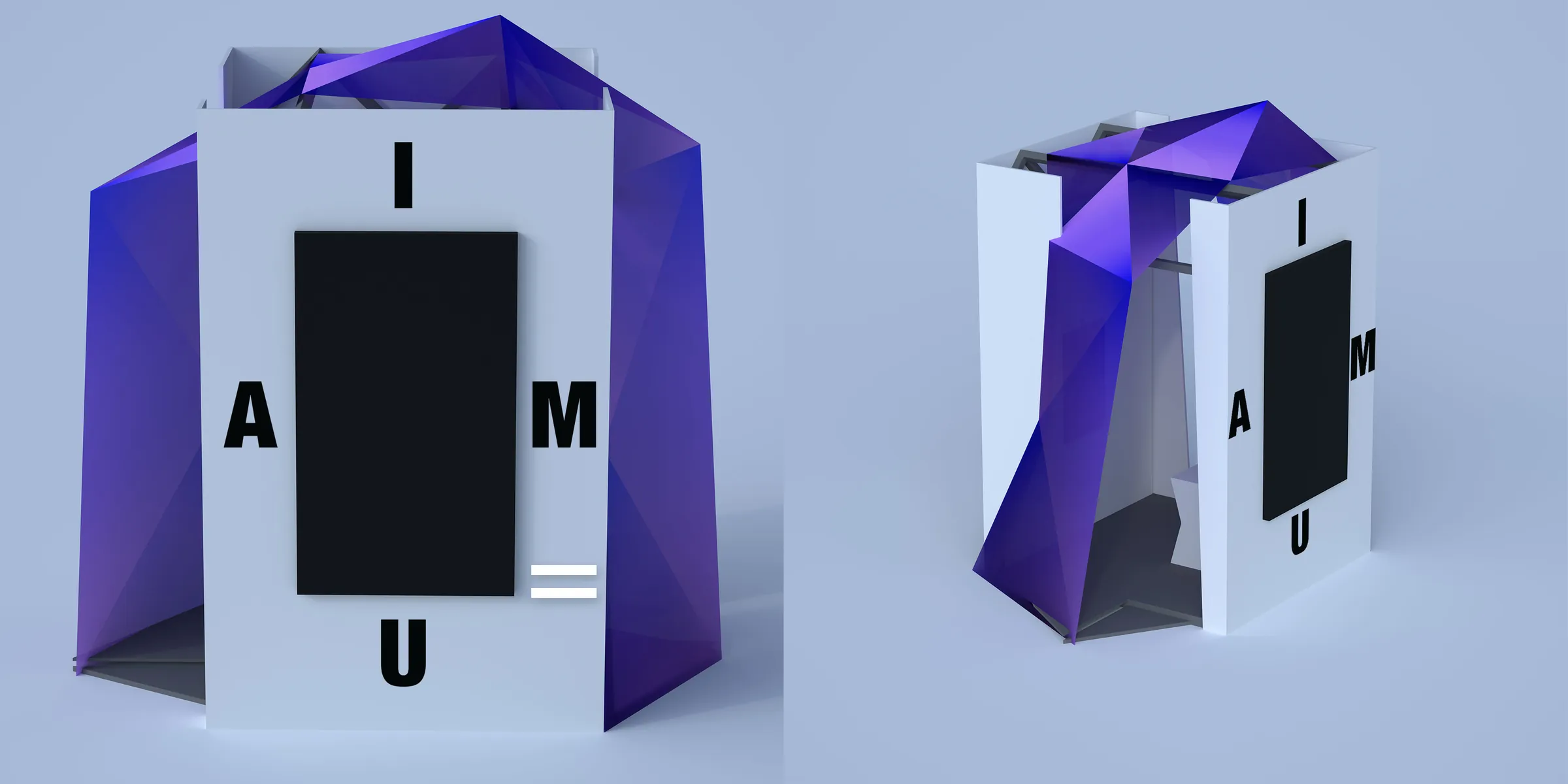 Booth design render, exterior structure, full composite