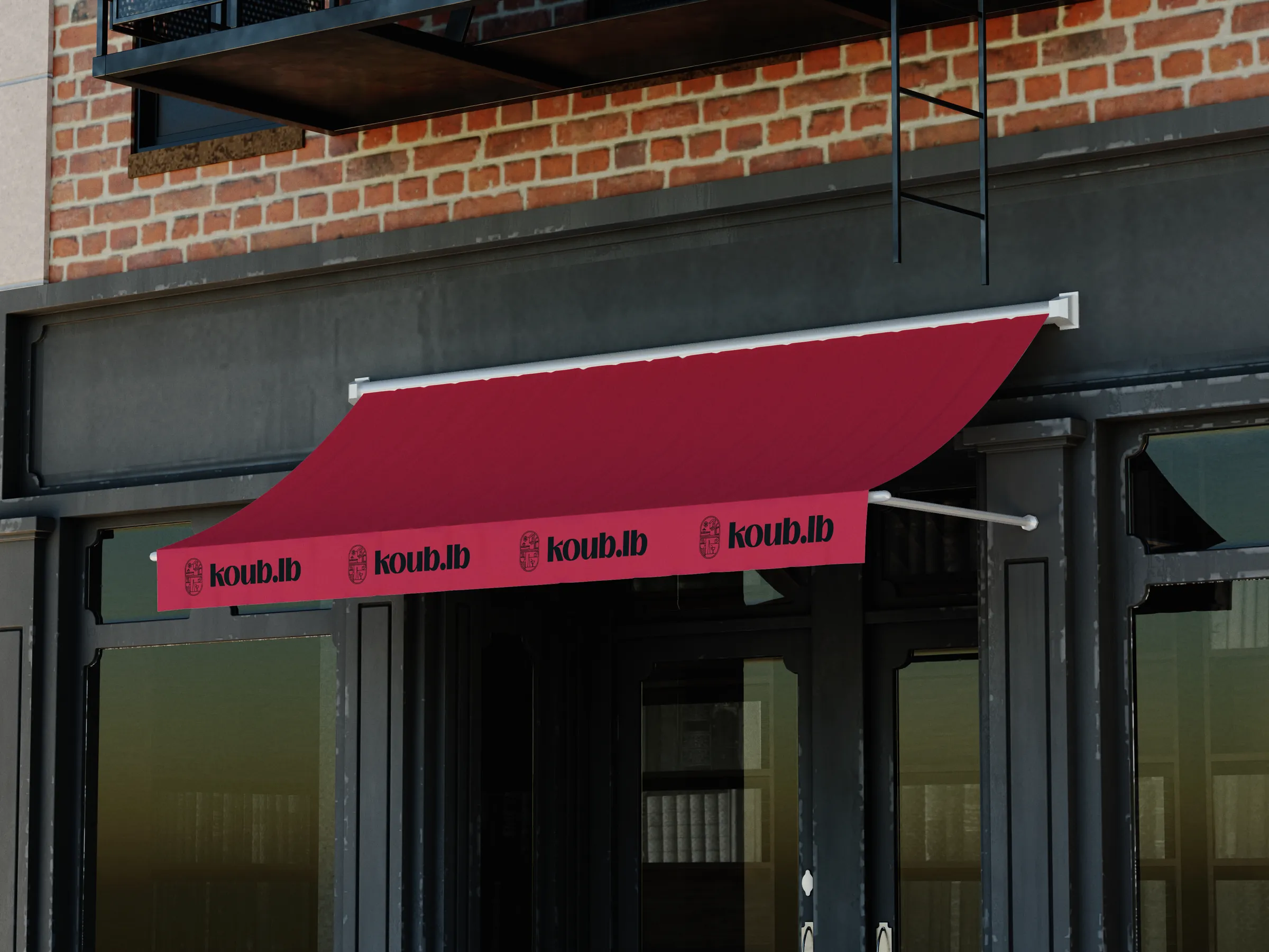 Koub wordmark printed along the storefront awning