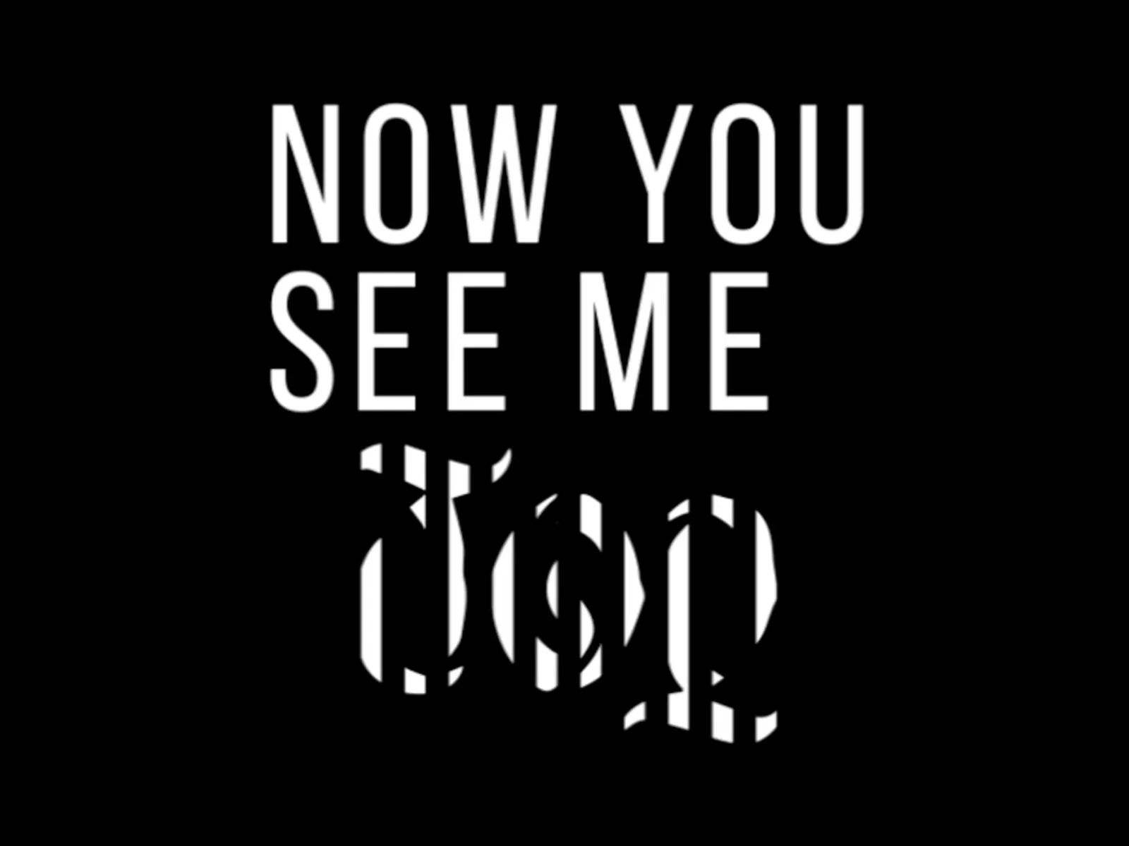 Now You See Me 2 title sequence, black-and-white Op Art typography