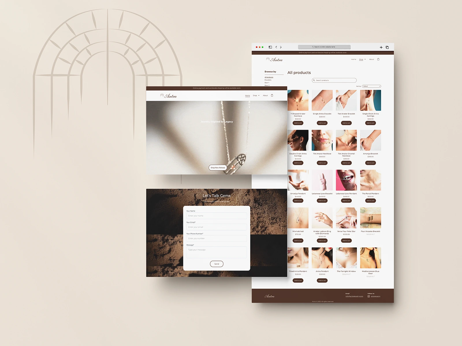 Antra Jewelry e-commerce website design